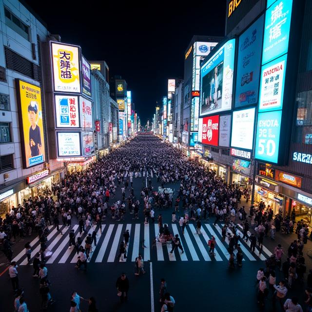 東京渋谷の賑やかなスクランブル交差点
